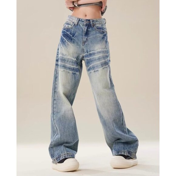 Y2K High Waisted Baggy Jeans for Women - Stylish Wide Leg Denim Pants - Picture 3 of 5